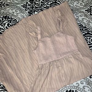 Shein frenchy solid ruffle trim a-line dress